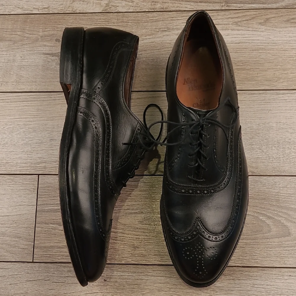 ALLEN‎ EDMONDS Chester Oxford Black Leather Sz 12 C Mens Wingtip Dress Shoes